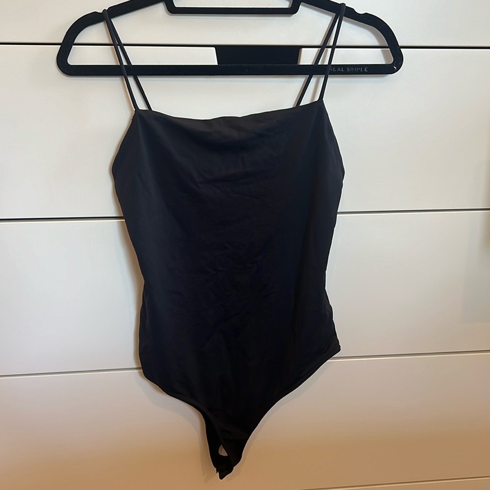 Zara square neck black bodysuit